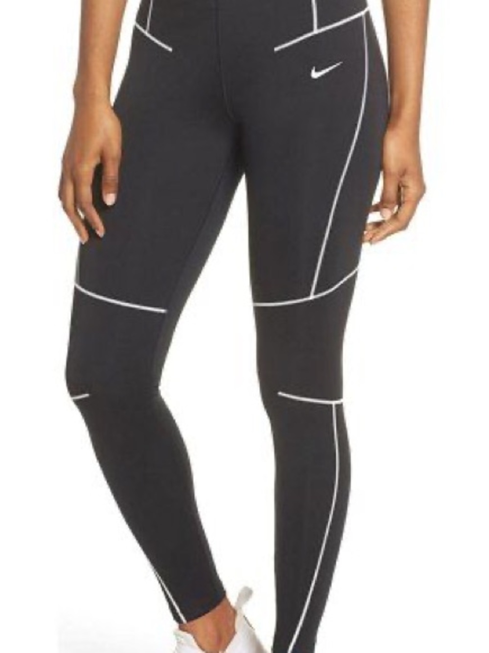 Nike Black Leggings with White Contrast Piping